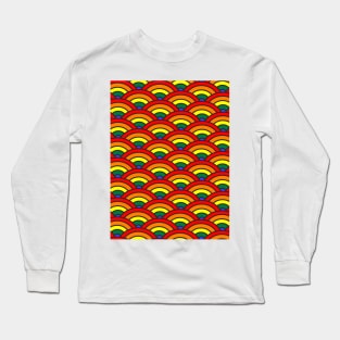 Rainbow Pride japanese wave Seigaiha pattern Long Sleeve T-Shirt